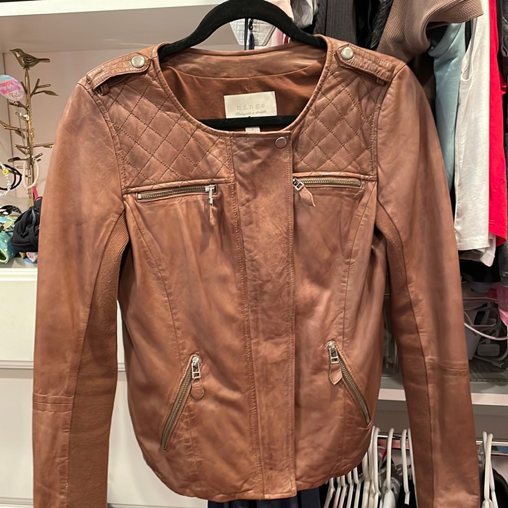 Brown leather jacket size small